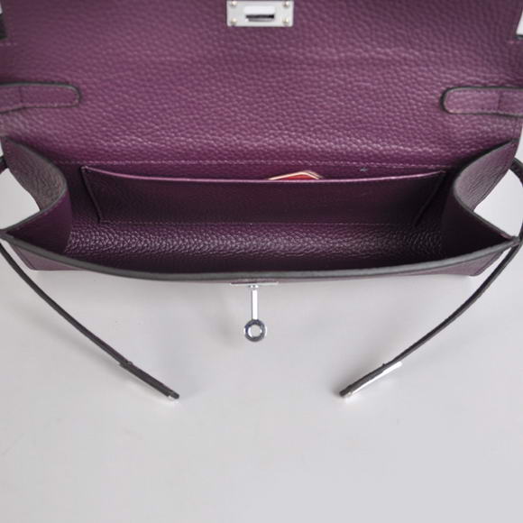 AAA Hermes Kelly 26 CM Shoulder Bag Clemence Purple 60699 On Sale - Click Image to Close